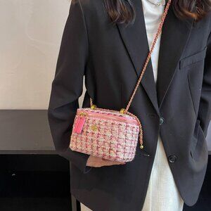 Tweed Boucle Mini Box Chain Crossbody Bag/Multiple colors available/2 Sizes